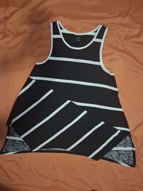 DKNY Black & White Striped Tank Top